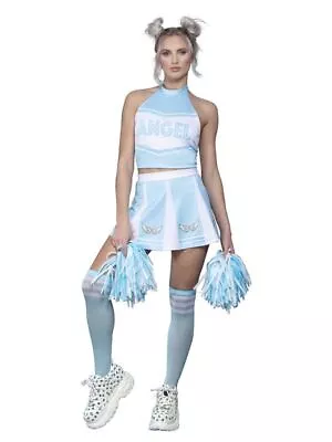 Ladies Fever Angel Cheerleader Fancy Dress Costume Varsity High School Glam • £13.16