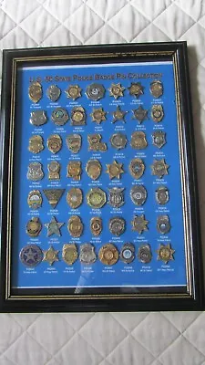 £55.99 • Buy US AMERICAN STATE POLICE PIN BADGES COLLECTION Of ALL 50 STATES FRAMED RARE