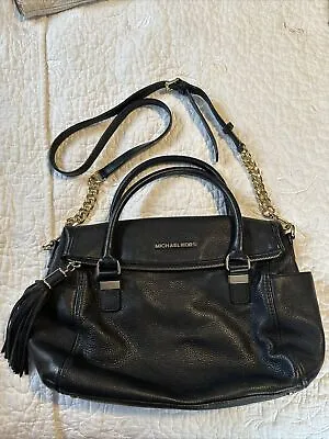 Michael Kors Weston Leather Medium Satchel Shoulder Crossbody Bag Black • $105