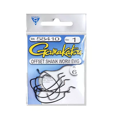Gamakatsu Worm EWG Offset Fishing Hooks Soft Plastic Choice Of Size Free Postage • $8.82