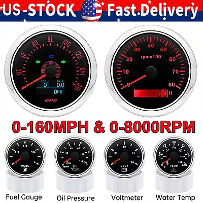 6 Gauge Set 85mm GPS Speedometer 160MPH Tachometer 8000RPM For Boat Car Truck US • $128.89