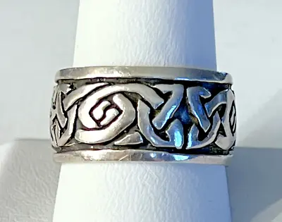 Men's 925 Sterling Silver Celtic Design Band Ring Size 10 • $38