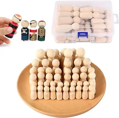 £11.78 • Buy Wooden Peg Dolls Unfinished People, 50 Pcs Natural Wooden Pegs People Shape Doll
