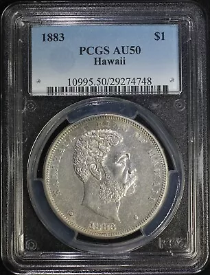 1883 Hawaii Silver Dollar PCGS AU50 Almost Uncirculated KING KALAKAUA I • $1350