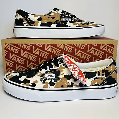 Vans Size 5 Shoes Camo Era Brown White Casual Skate Slip On Canvas Trainers • £29.99