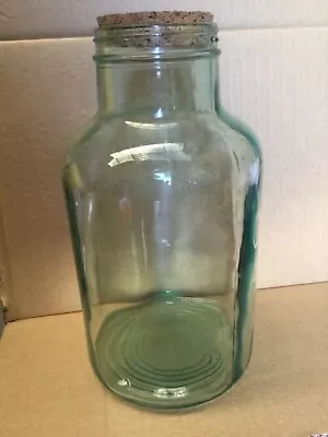 Large Clear Green Glass Wide Mouth Jar/vase • $50