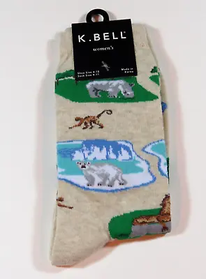 £9.33 • Buy Women's Crew K Bell Animal Socks Size 9-11 Polar Bear Lion Giraffe Monkey Rhino