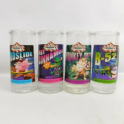 Lot Of 4 TGI Friday's Shot Glass Mudslide B-52 Monkey Bite Hot Cinnamon TGIF GUC • $25.67