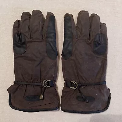 Vintage Rancher Gloves Brown Cotton Oilskin And Cowhide Men’s M W/Knit Liners • $20