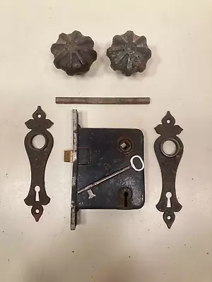 Antique Mortise Interior Lockset W/working Skeleton Key • $17.99