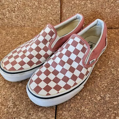 VANS Classic Slip-on Unisex Rose Dawn Checkerboard Pink White Size 5.5uk Women's • $17.89