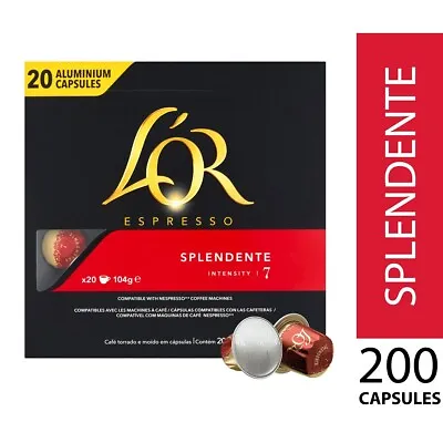 L'OR 200 Nespresso* Compatible Capsules Splendente (10 Packs 200 Coffee Pods) • £29.95