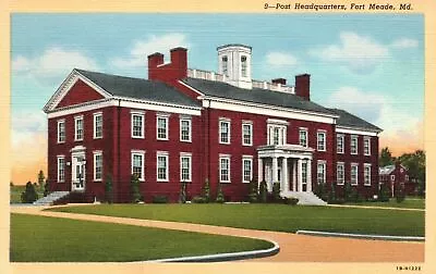 Vintage Postcard 1920's View Of Post Headquarters Fort Meade Maryland MD • $8.78