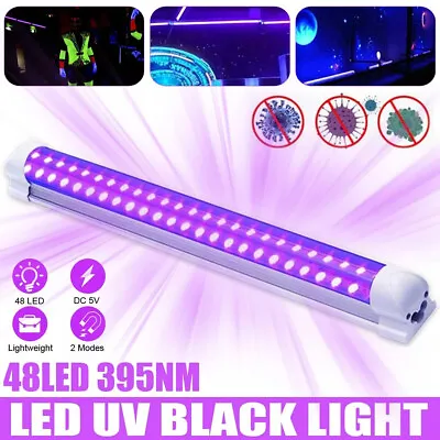 LED UV Strip Tube Light Ultraviolet Bar USB 10W 48LED Portable Lamp For Room SM • £11.09