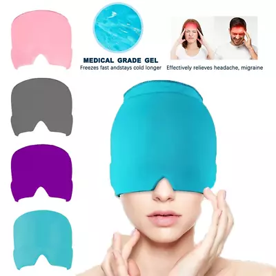 Ice Hat Gel Headache Migraine Relief Hat Cold Compress Therapy Cap Ice Head Wrap • £6.49