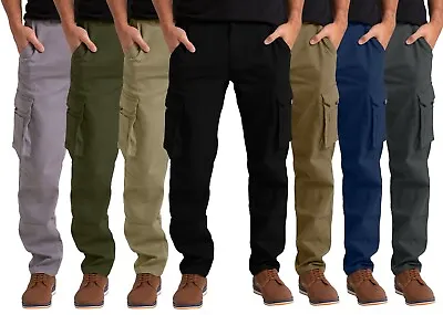 Men's Flex Cargo Trousers Heavy Duty Stretch Casual Pants • $29.99