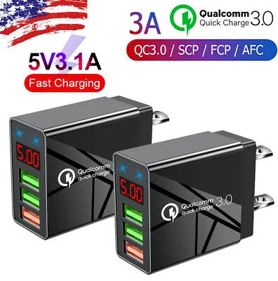 2PACK 3 Port Fast Quick QC 3.0 USB Hub Wall Charger Power Charge Adapter US Plug • $7.88