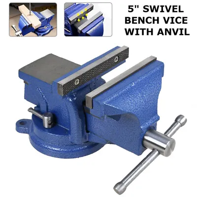 5  Bench Vise Anvil 360 Swivel Locking Base Table Top Grip Clamp Heavy Duty Vice • $43