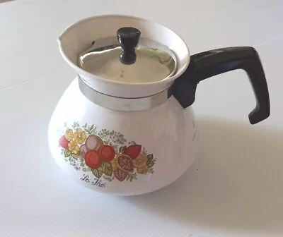 Vintage Corning Ware Enamel Spice Of Life Coffee Tea Pot Strainer P-106-8 Le The • $32