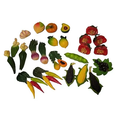 Vtg Fruit & Vegetable Magnets Lot Of 24 Plastic Composite Refrigerator Southwest • £11.57