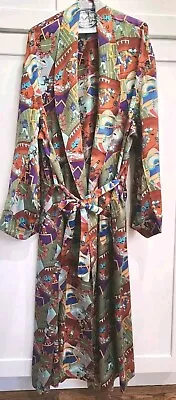 Vintage Rare 1990 Nicole Miller Limited Edition Football 100% Silk Robe Sz XL  • $249.99