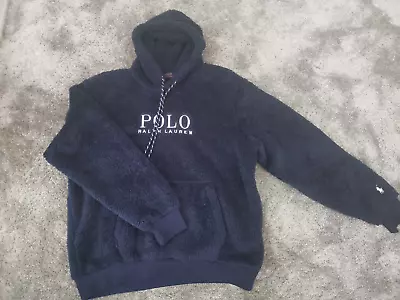 POLO RALPH LAUREN SHERPA FLEECE JACKET HOODIE NAVY BLUE Large • £119.99