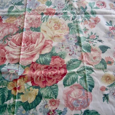 £27.65 • Buy 90cm X 136cm Sheridan Pink English Roses Vintage Cotton Curtain Fabric 1980s 