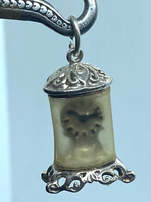 £7 • Buy Vintage Sterling Silver Bracelet Charm Mantle Clock 