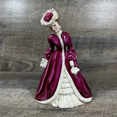 Vintage Florence Ceramics JENEVIEVE Lady Figurine Burgundy Pasadena Ca FLAWS • $74.99