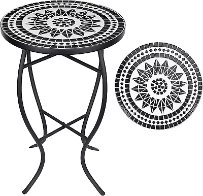 Mosaic Patio Side Table Outdoor Accent Table Bistro Coffee Table Plant Stand Ind • $63.99