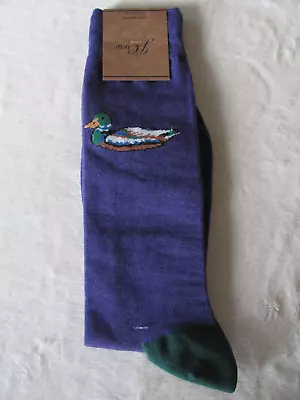 J.Crew Critter Dress Socks-Embroidered Mallard-Heather Lake-Men's One Size-NWT • $14.39