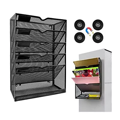 Super Strong 6-Tier Magnetic File Holder Mesh Wall File Organizer No-Drill M... • $45.86