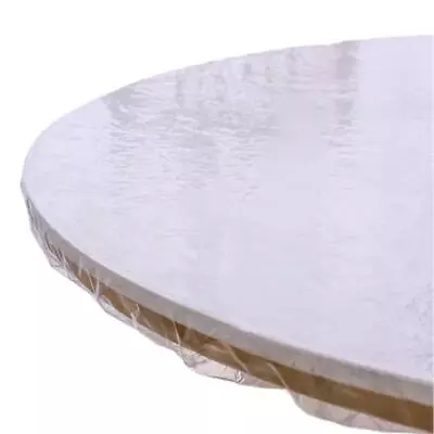 Clear Round Vinyl Fitted Tablecloth Waterproof Oilcloth Heavy Duty Elasticize • $22.35