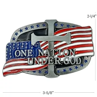 USA Flag Praying Cross Western Belt Buckle One Nation Under God • $8.99