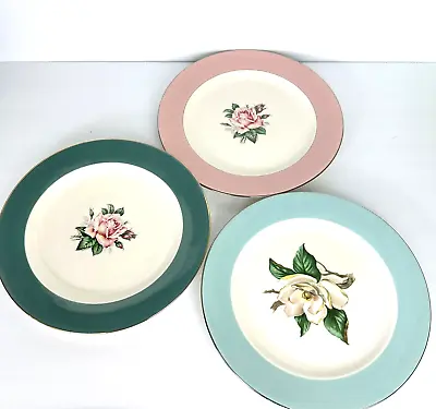 Vtg. Lot Of Six Homer Laughlin/Lifetime China Rose Floral 10” Dinner Plates RARE • $46.97