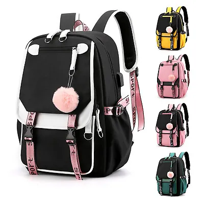Women Oxford Backpack Girls School Bag W USB Charging Port University Book Bag • $21.98