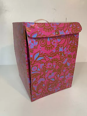 Vintage 1960s Mod Wig Storage Box Pink Flower Design Vinyl Carry Case With Wig • $34.99