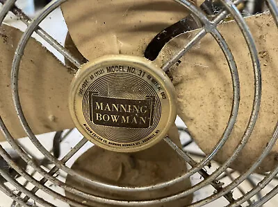 Vintage Manning Bowman Model No. 31 Desk Fan Retro Iron Base Working! • $52