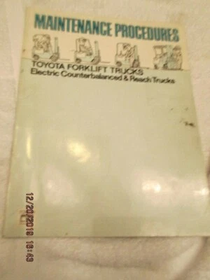 $11.55 • Buy TOYOTA Forklift Trucks Maintenance Procedures Manual Electric Counterbalanced