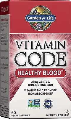 Garden Of Life Vitamin Code Iron Supplement Healthy Blood - 60 Vegan Capsules • $21.59
