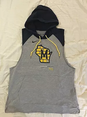 Milwaukee Brewers Nike Sleeveless Hoodie Shirt XL Gray • $65