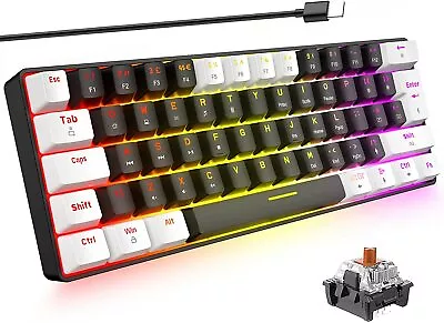 60% Compact Wired True Mechanical Gaming Keyboard 61 Keys RGB Backlit For PC PS4 • $14.99