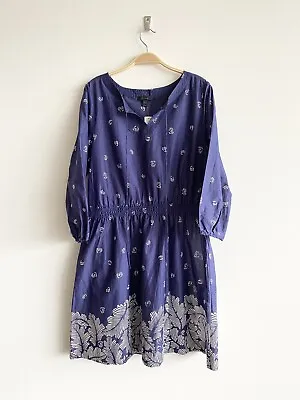 J.crew Collection 🇺🇸 Navy Blue Silk Cotton Blend Tunic Dress Cover-up 12 14 • $39