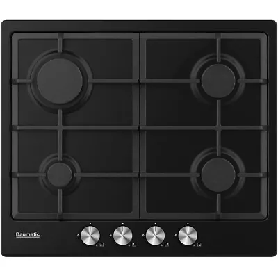 £129.99 • Buy Baumatic BHIG620B - 60cm 4 Burner Gas Hob With Cast Iron Pan Supports - Black