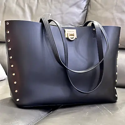MICHAEL KORS MANHATTAN LARGE TOTE CARRYALL STUDDED LEATHER BAG BLACK Clearance! • $109.95