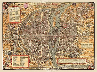 Paris 1575 Historic City Plan Vintage Map - 18x24 • $13.95
