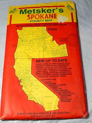 Vintage Metsker's Spokane Washington Country Map 1980's • $16