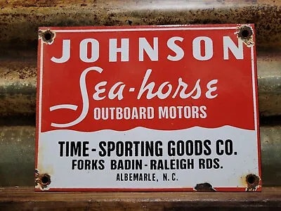 Vintage Johnson Porcelain Sign Sea-horse Outboard Motors Boat Engine Service Nc • $185.67
