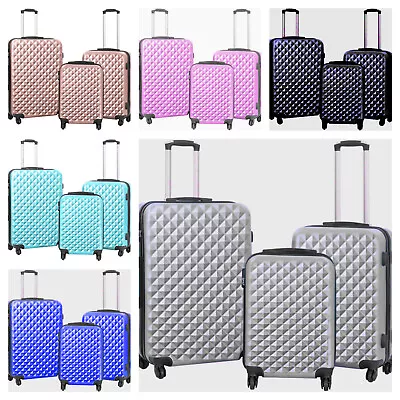 Hard Case Luggage Shell PC+ABS Cabin Suitcase 4 Wheel Travel Bag Lightweight • £59.99