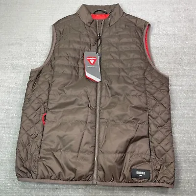 Rhone Vest Men L Brown Nordic Quilted Full Zip Primaloft Commute Athleisure • $94.99